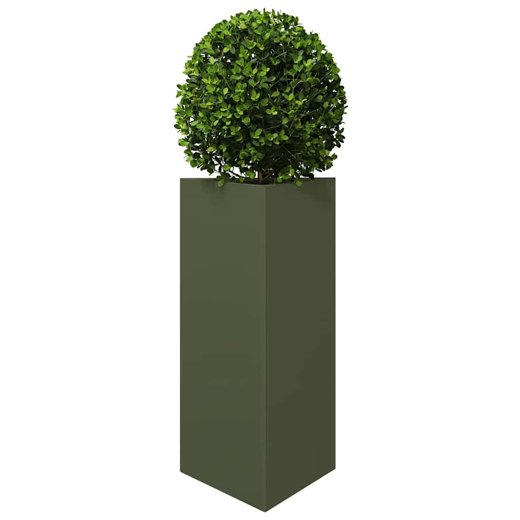 2 db olívazöld acél háromszög alakú kerti ültető 40x34,5x75 cm 4