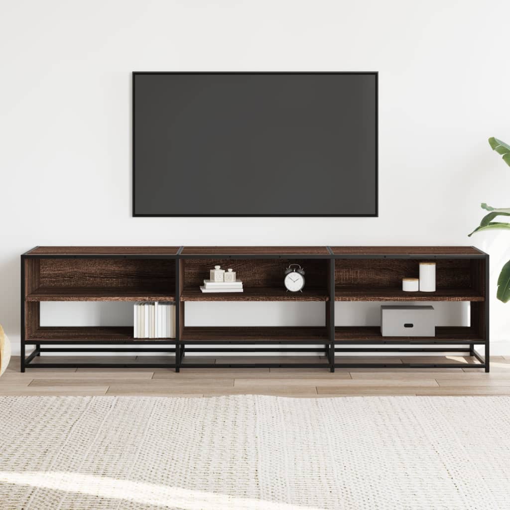 Barna tölgy színű szerelt fa TV-szekrény 180 x 40 x 46 cm 3