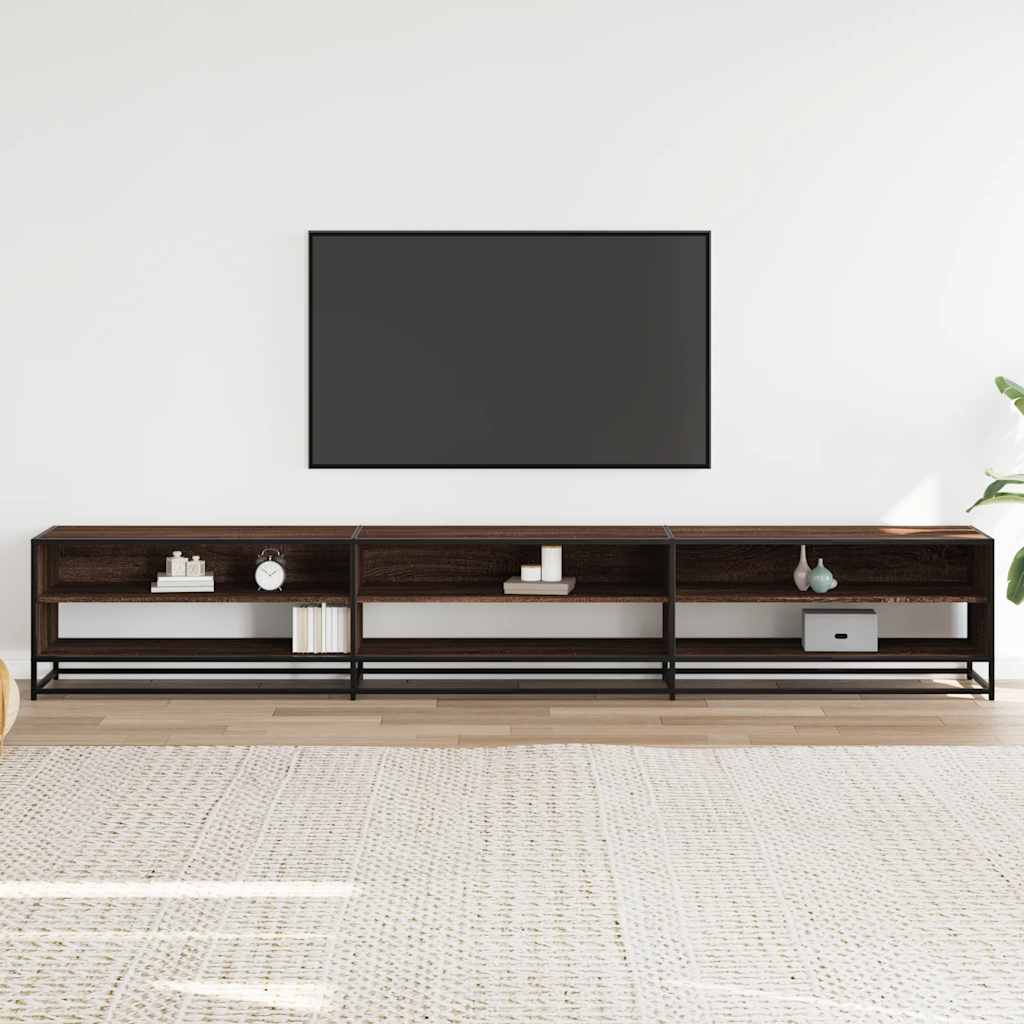 Barna tölgy színű szerelt fa TV-szekrény 270 x 40 x 46 cm 3