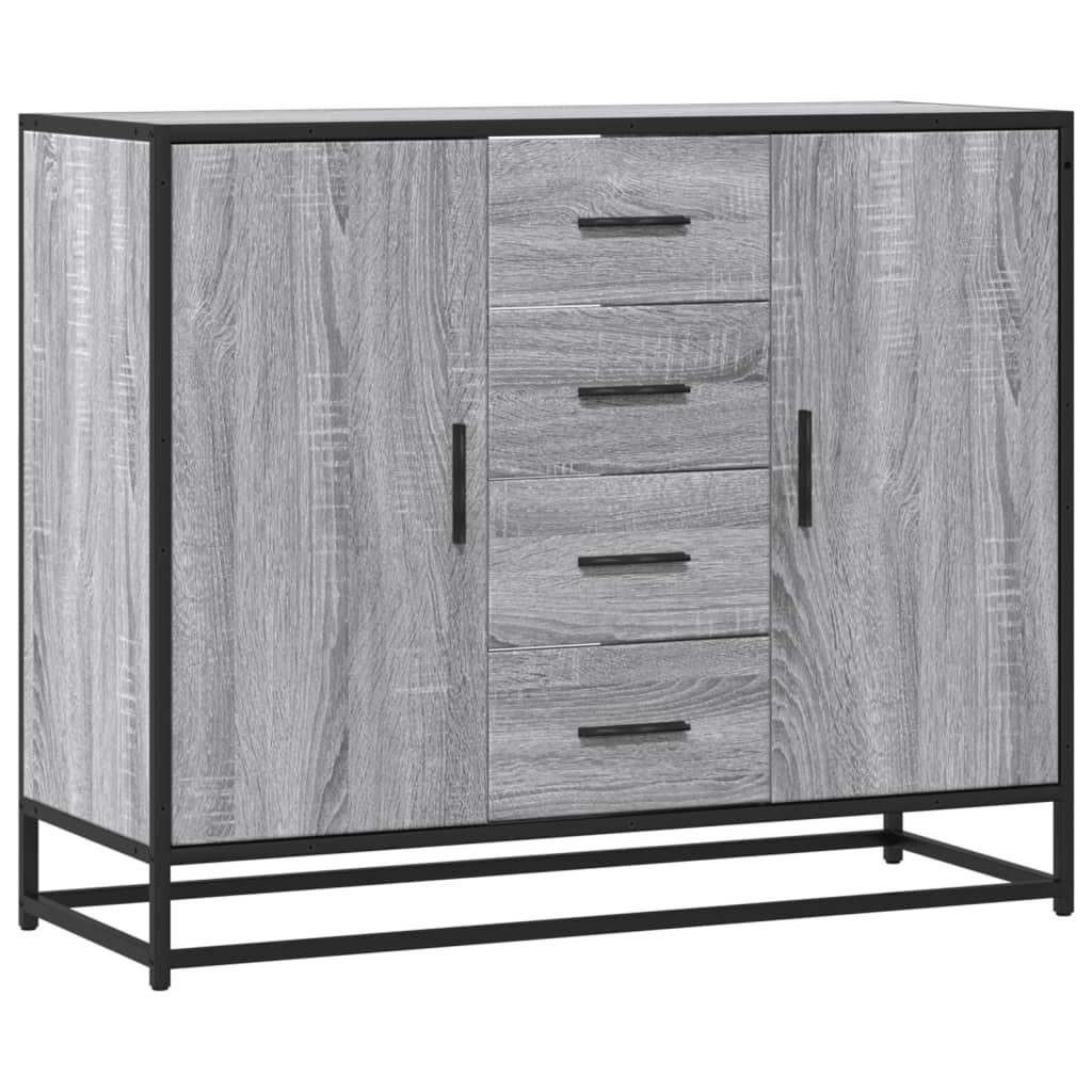 Szürke sonoma színű szerelt fa tálalószekrény 92 x 35 x 76 cm 2