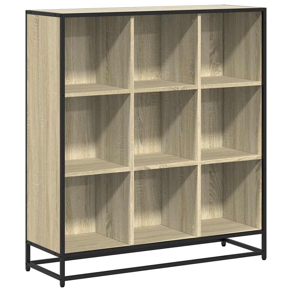 Sonoma tölgy szerelt fa és fém könyvszekrény 97,5x33x107,5 cm 2