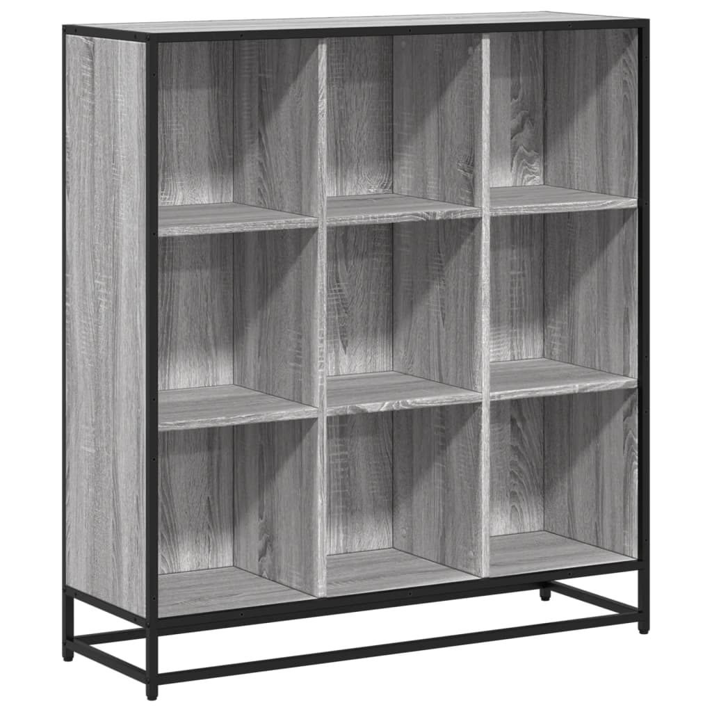 Szürke sonoma szerelt fa és fém könyvszekrény 97,5x33x107,5 cm 2