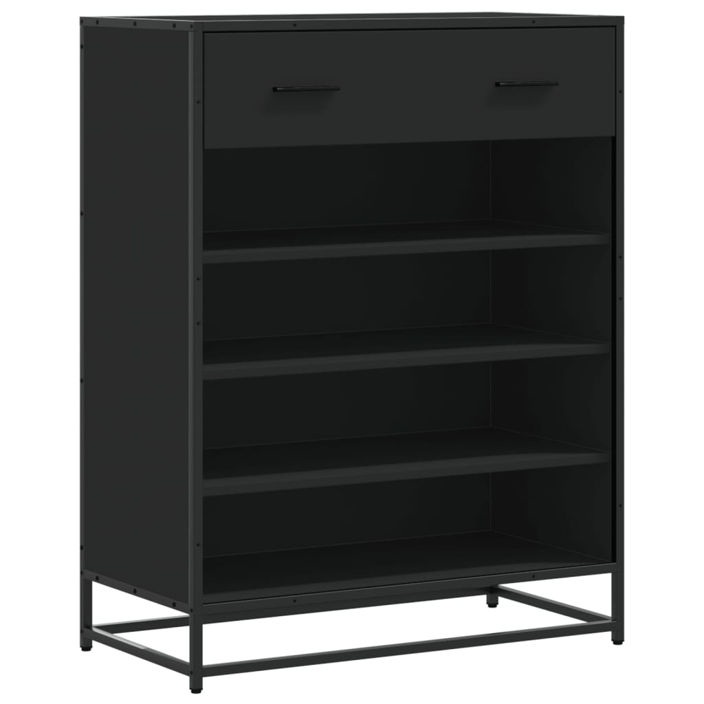 Fekete szerelt fa és fém cipőszekrény 75 x 38 x 97,5 cm 2
