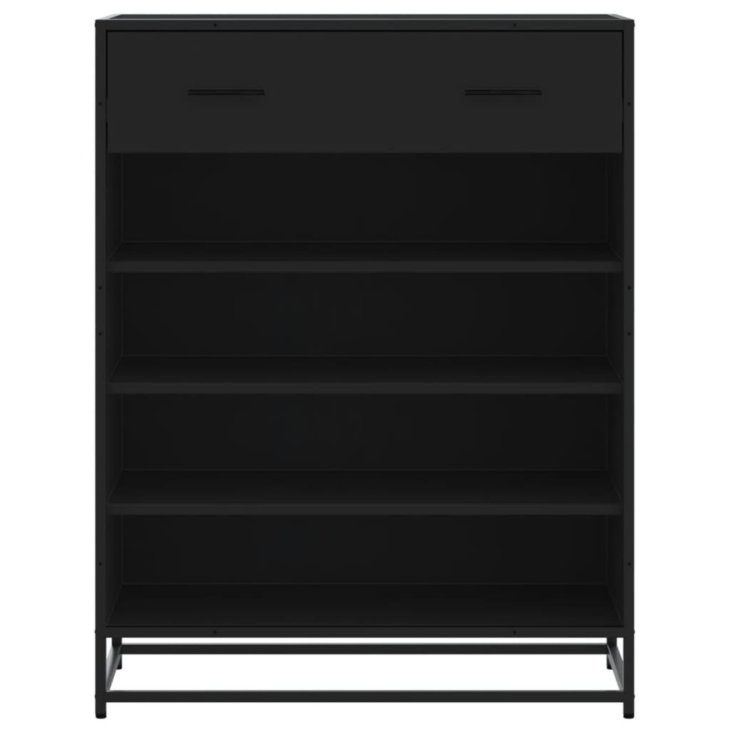 Fekete szerelt fa és fém cipőszekrény 75 x 38 x 97,5 cm 4