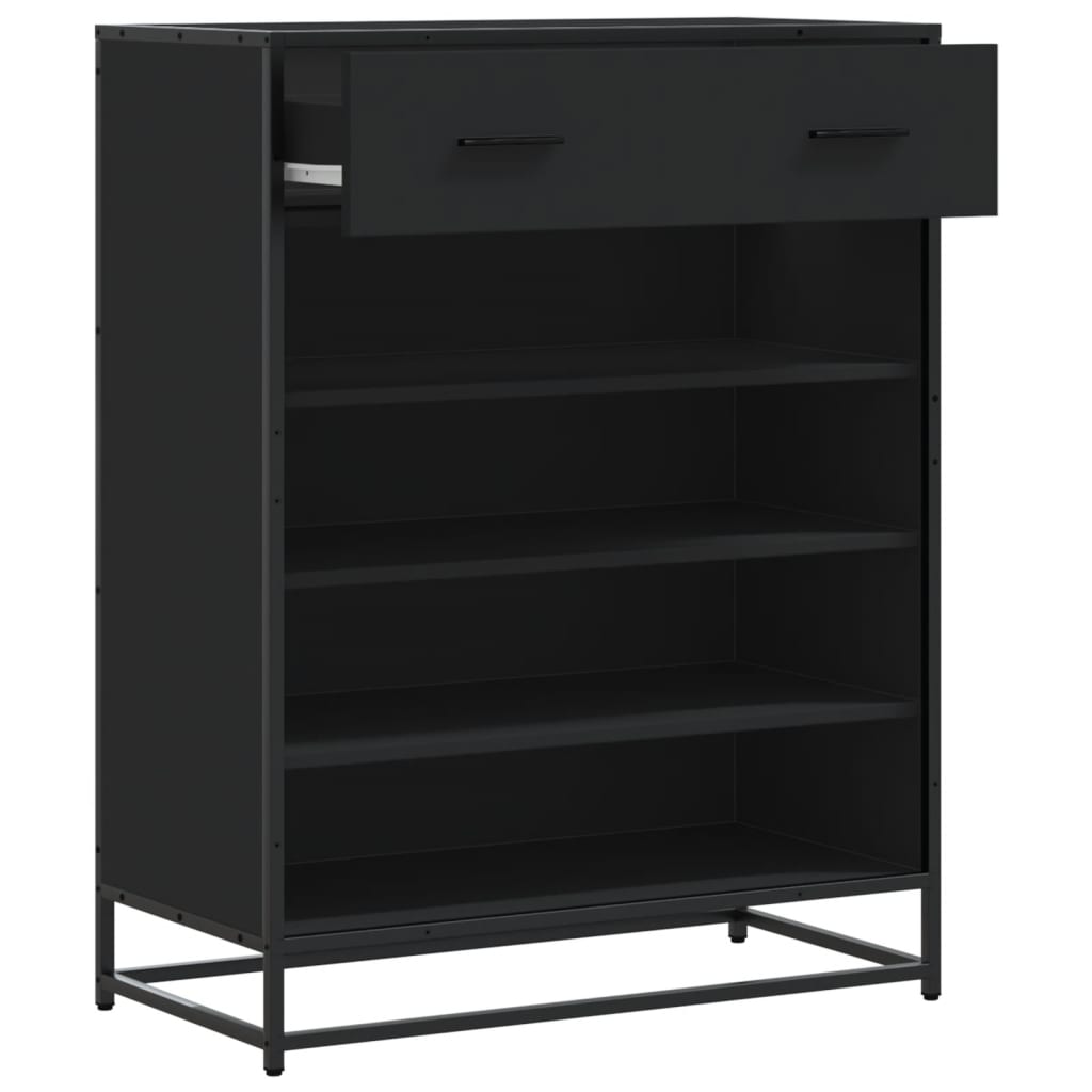 Fekete szerelt fa és fém cipőszekrény 75 x 38 x 97,5 cm 7