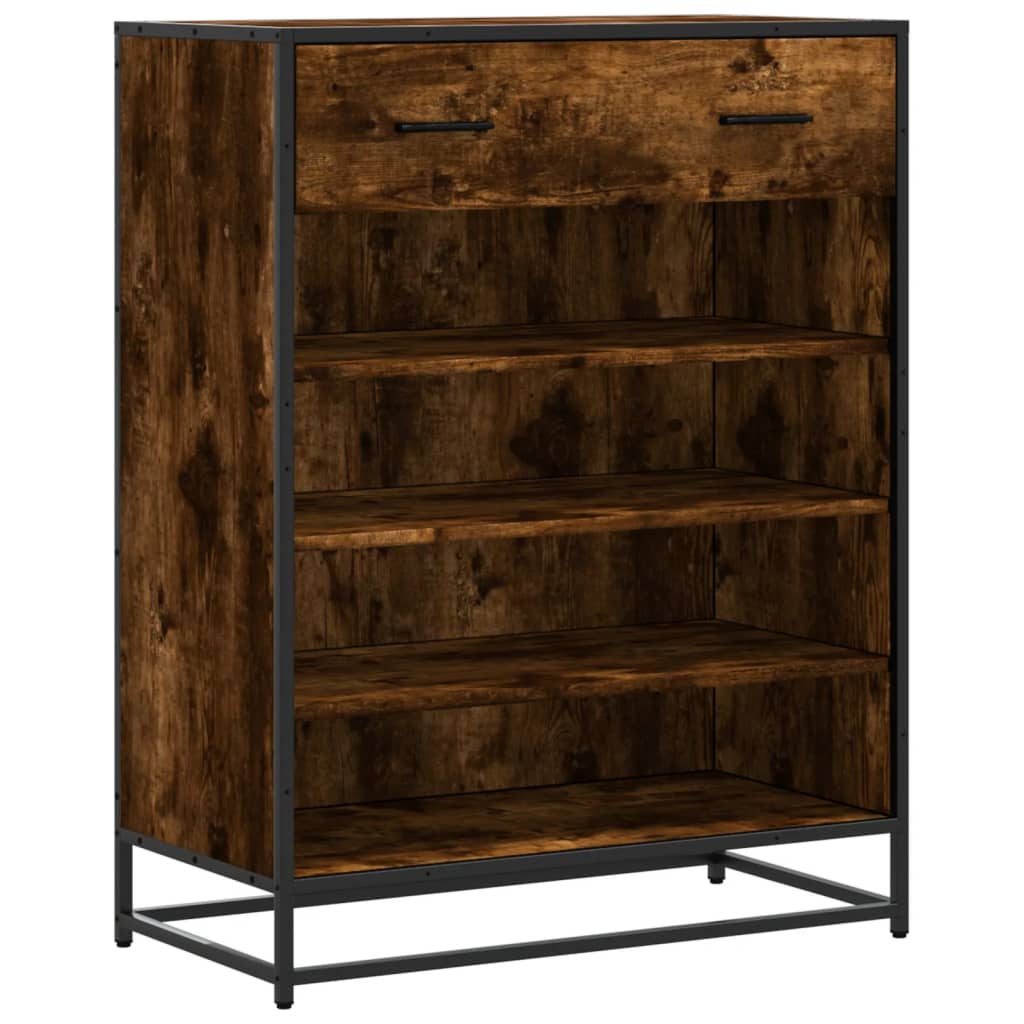 Füstös tölgy színű szerelt fa és fém cipőszekrény 75x38x97,5 cm 2