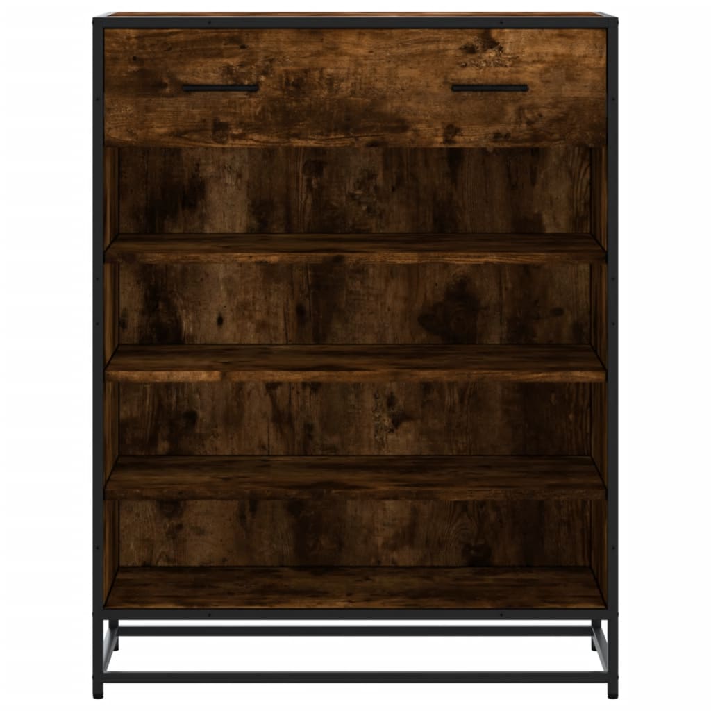Füstös tölgy színű szerelt fa és fém cipőszekrény 75x38x97,5 cm 4