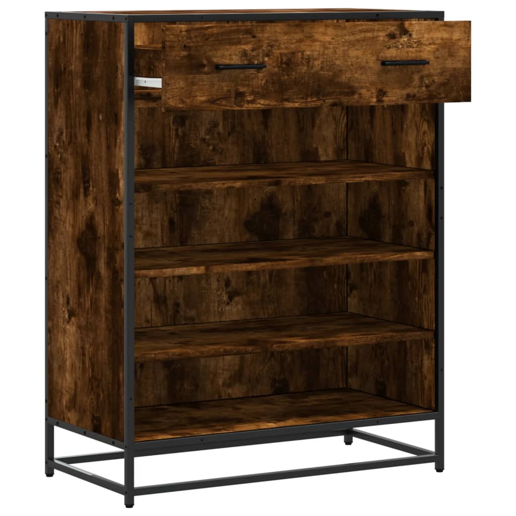 Füstös tölgy színű szerelt fa és fém cipőszekrény 75x38x97,5 cm 7