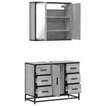 2 részes szürke sonoma színű szerelt fa fürdőszobai bútorszett 8