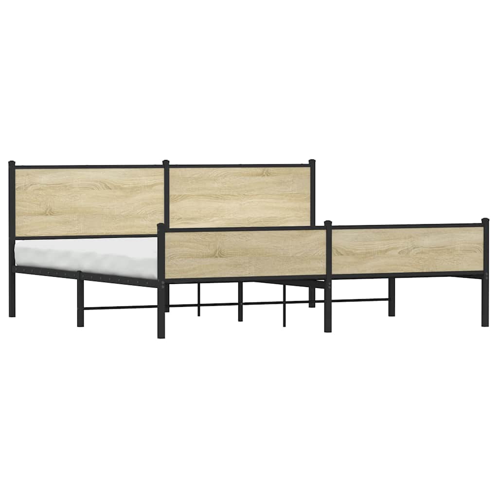 Sonoma tölgy színű fém ágykeret matrac nélkül 200 x 200 cm 3
