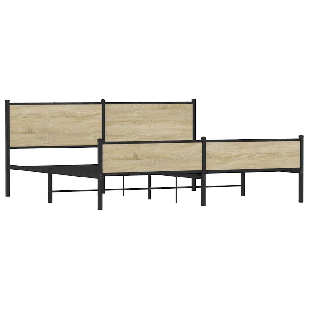 Sonoma tölgy színű fém ágykeret matrac nélkül 200 x 200 cm 4