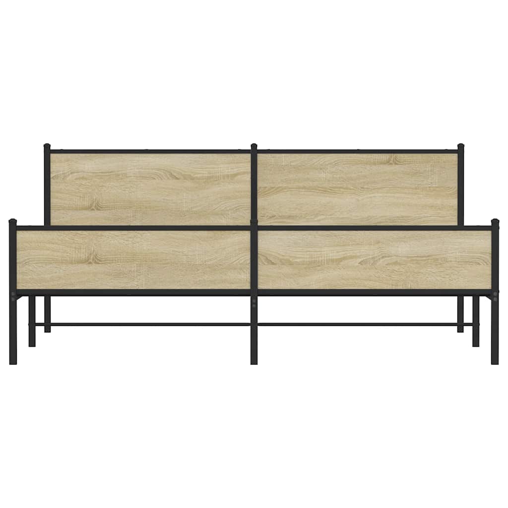 Sonoma tölgy színű fém ágykeret matrac nélkül 200 x 200 cm 5