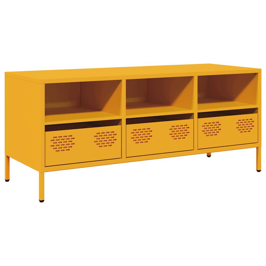 Mustársárga hidegen hengerelt acél TV-szekrény 101,5x39x43,5 cm 2