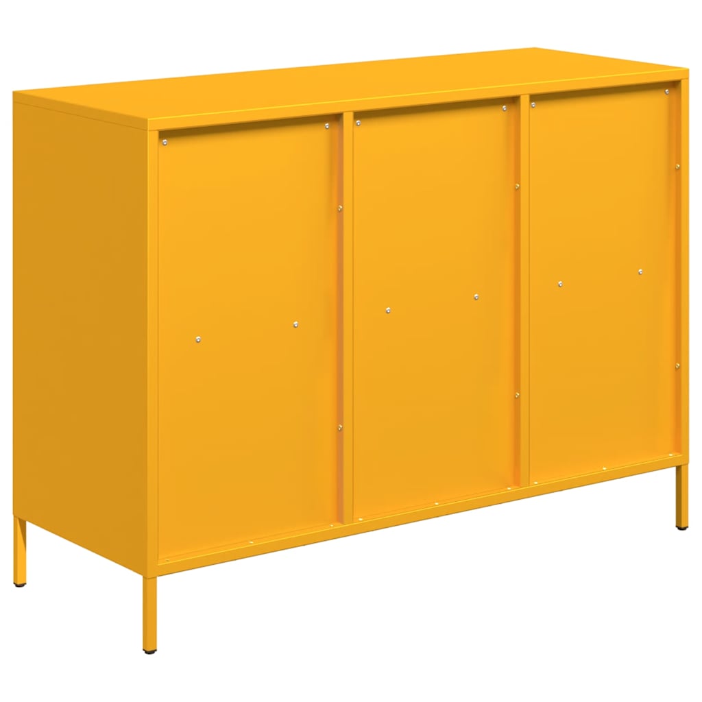 Mustársárga hideghengerelt acél tálalószekrény 101,5x39x73,5 cm 7