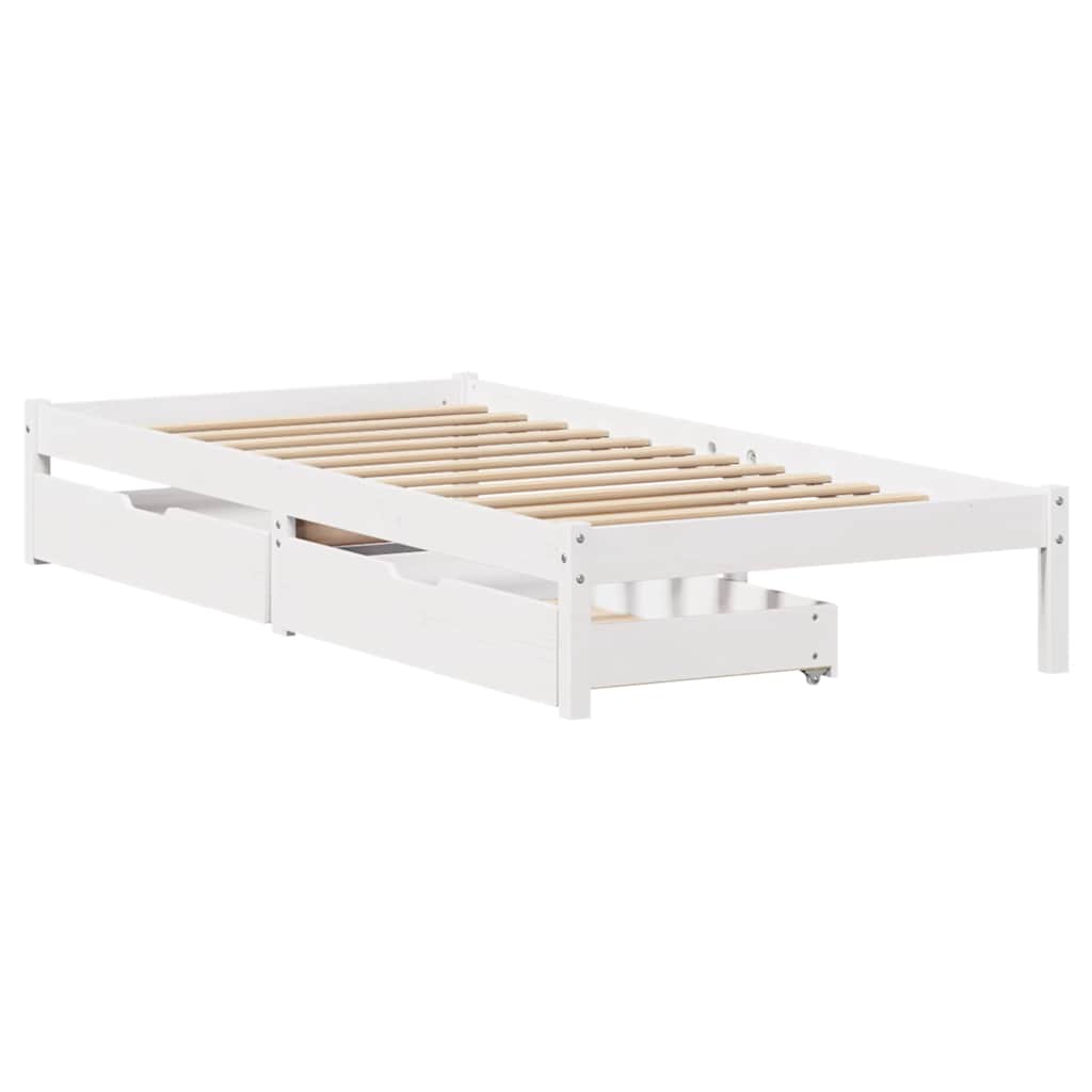 Fehér tömör fenyőfa ágy matrac nélkül 90 x 200 cm 3