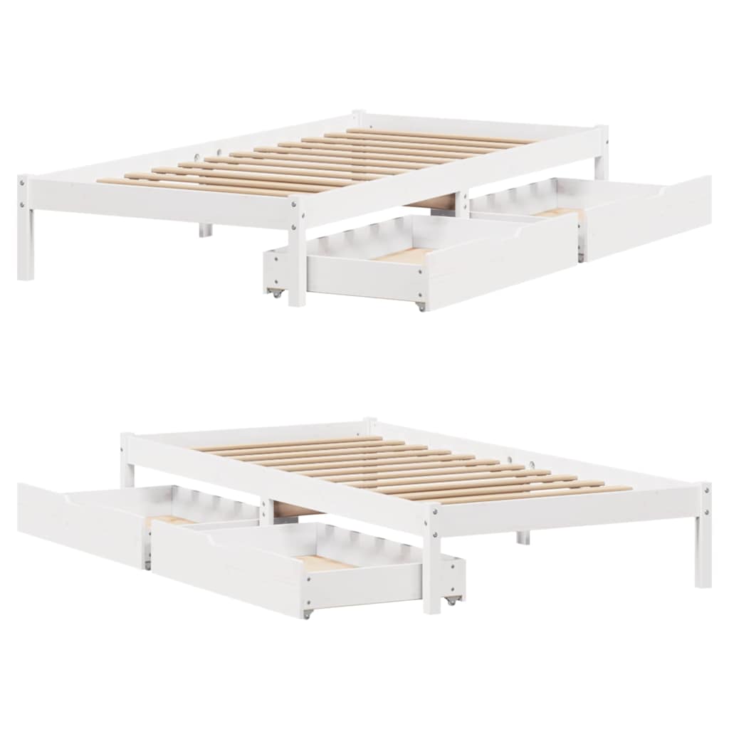 Fehér tömör fenyőfa ágy matrac nélkül 90 x 200 cm 9