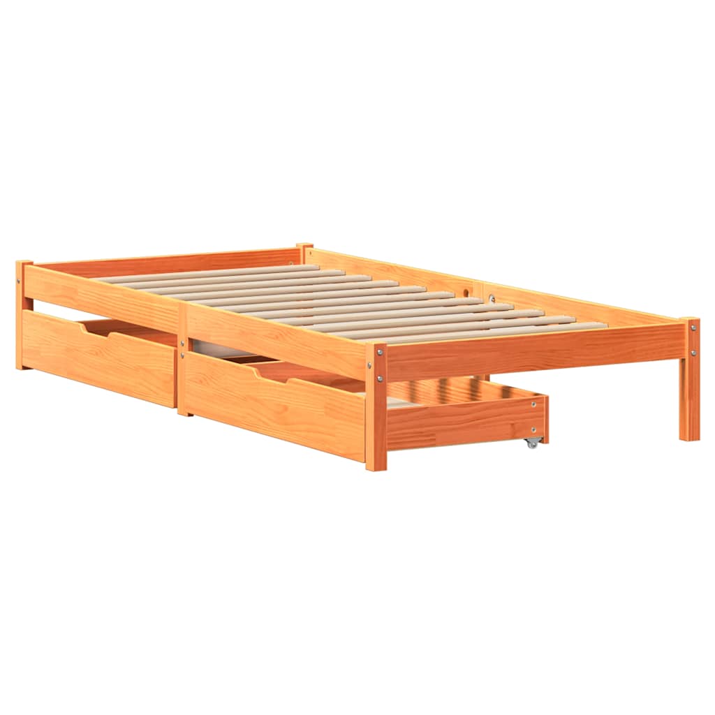 Viaszbarna tömör fenyőfa ágy matrac nélkül 100 x 200 cm 3