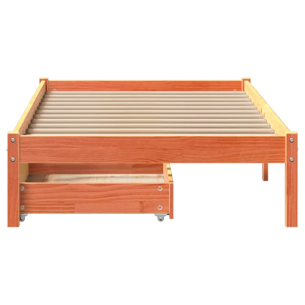 Viaszbarna tömör fenyőfa ágy matrac nélkül 100 x 200 cm 4