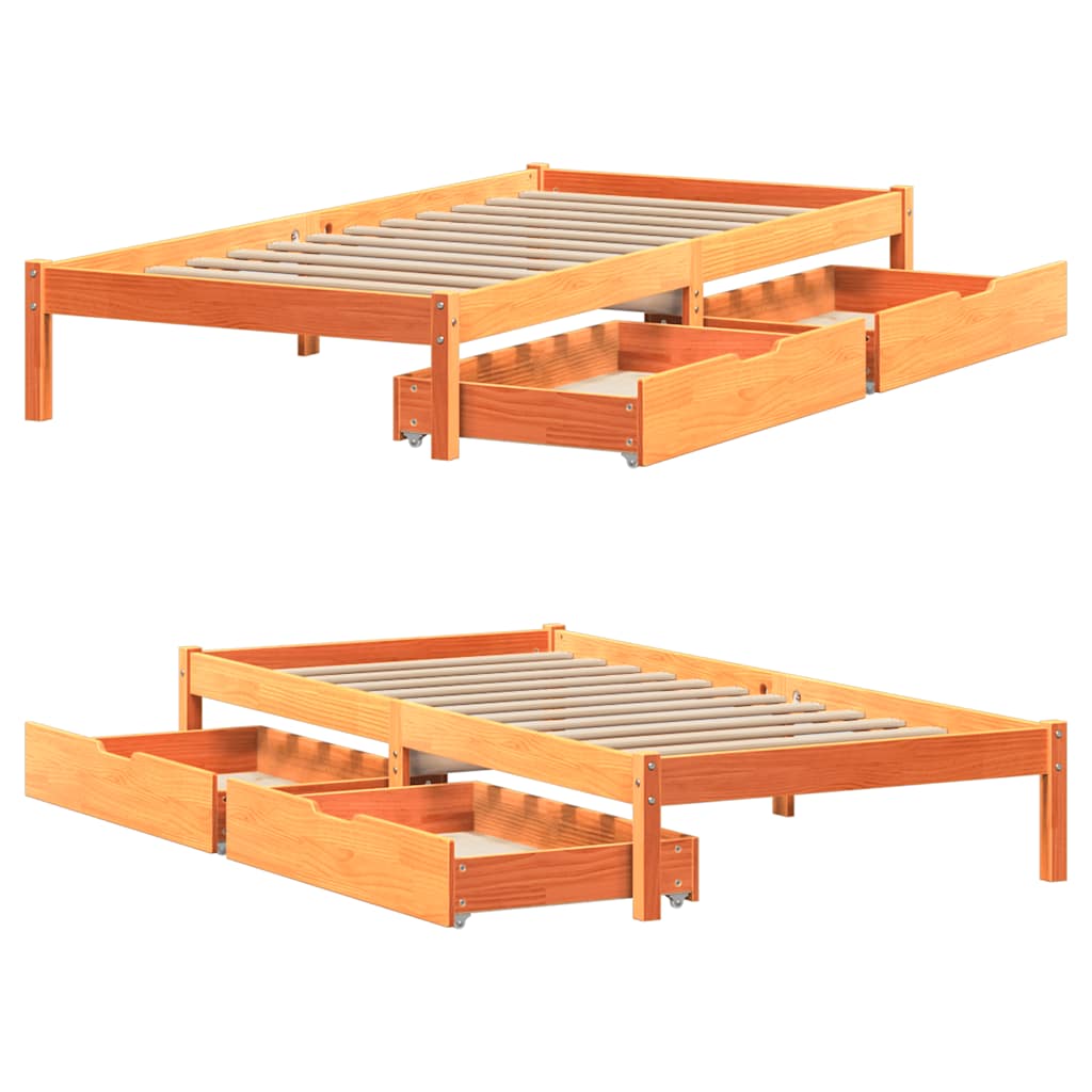 Viaszbarna tömör fenyőfa ágy matrac nélkül 100 x 200 cm 9