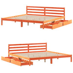 Viaszbarna tömör fenyőfa ágy matrac nélkül 200 x 200 cm 9