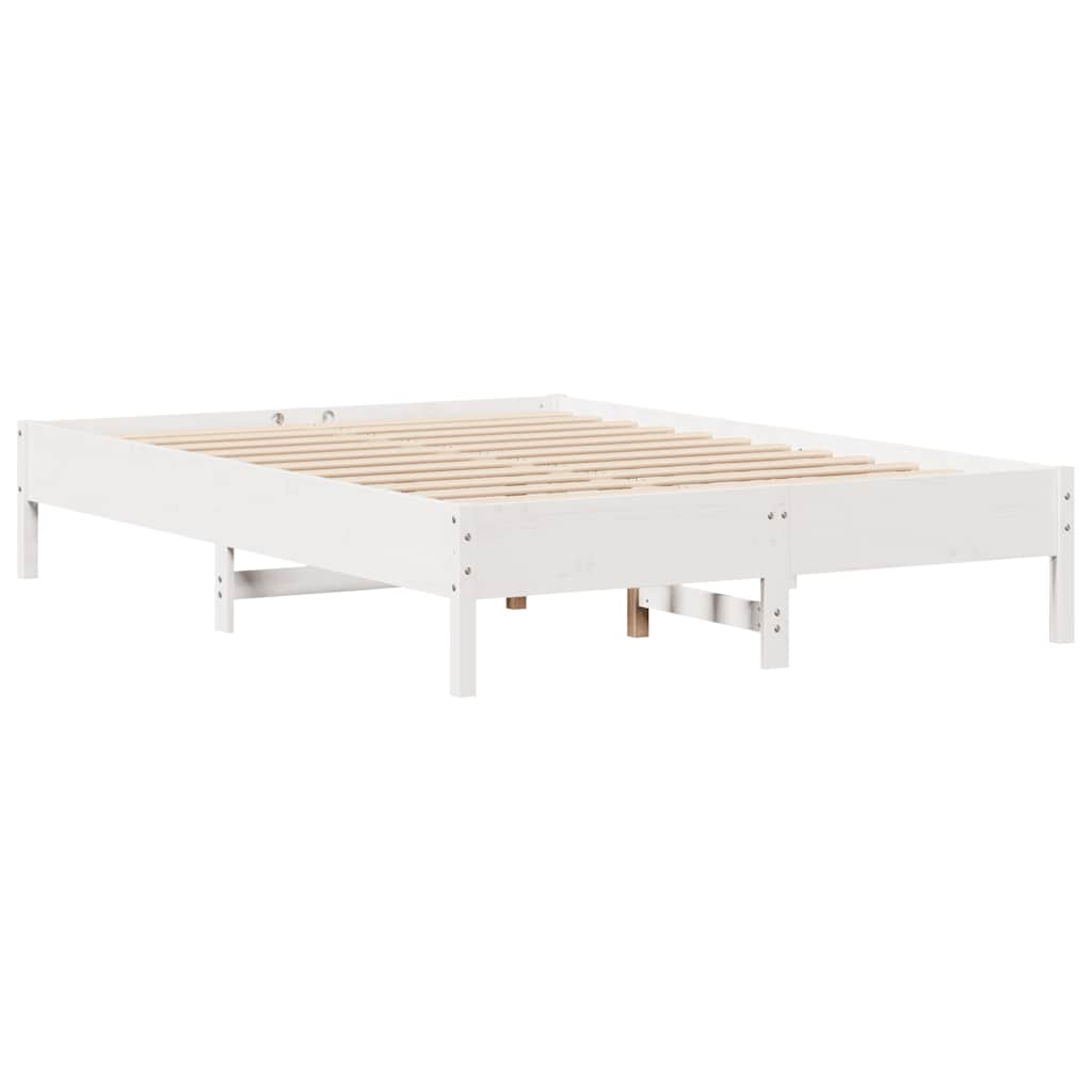 Fehér tömör fenyőfa ágy matrac nélkül 120 x 200 cm 5