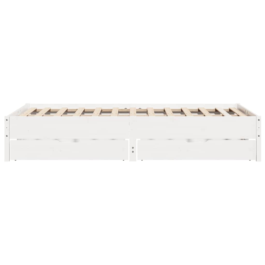 Fehér tömör fenyőfa ágy matrac nélkül 120 x 200 cm 7