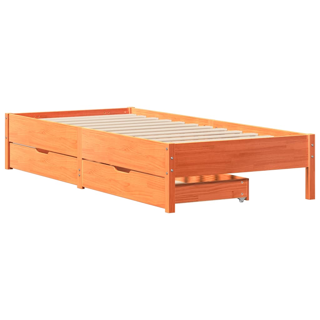 Viaszbarna tömör fenyőfa ágy matrac nélkül 90 x 200 cm 3