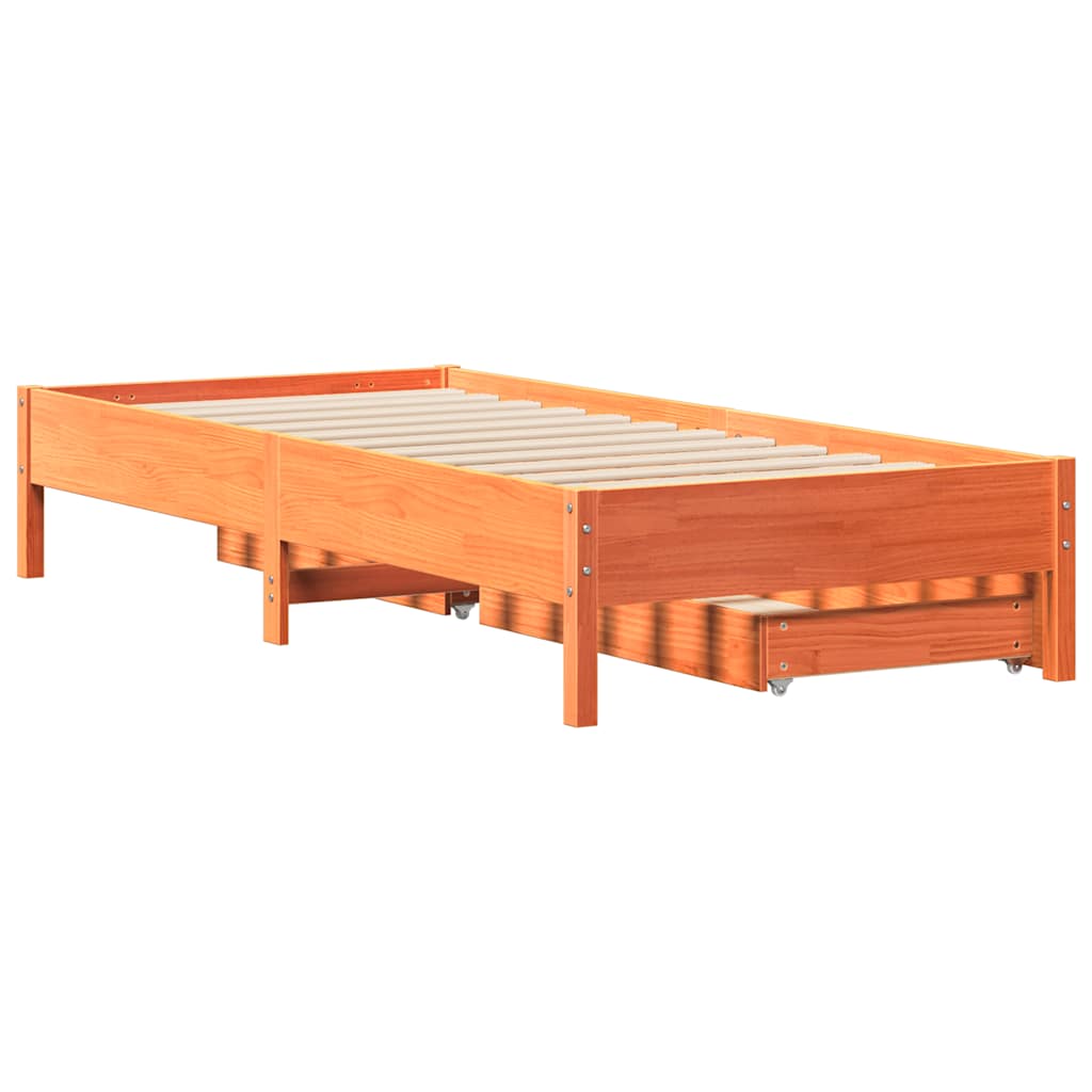 Viaszbarna tömör fenyőfa ágy matrac nélkül 90 x 200 cm 8
