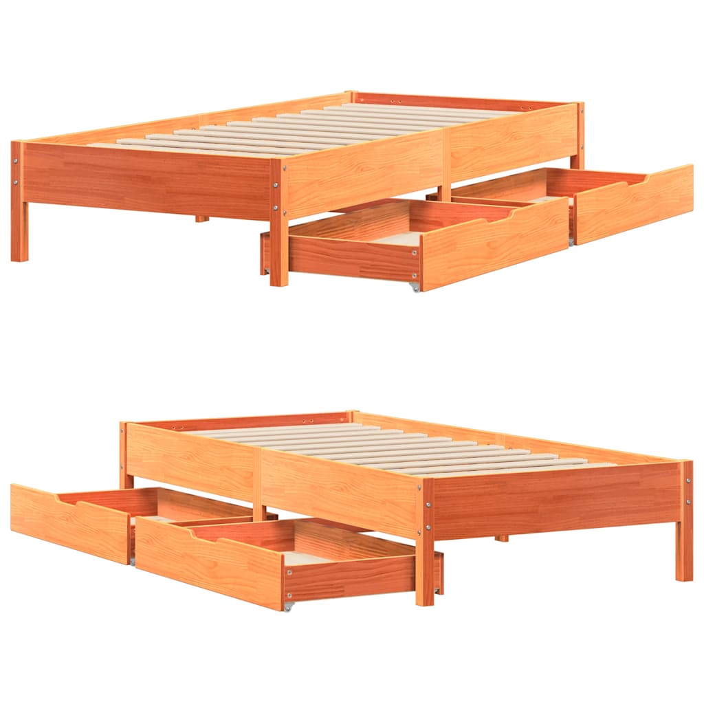 Viaszbarna tömör fenyőfa ágy matrac nélkül 90 x 200 cm 9