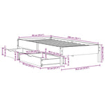 Viaszbarna tömör fenyőfa ágy matrac nélkül 90 x 200 cm 11