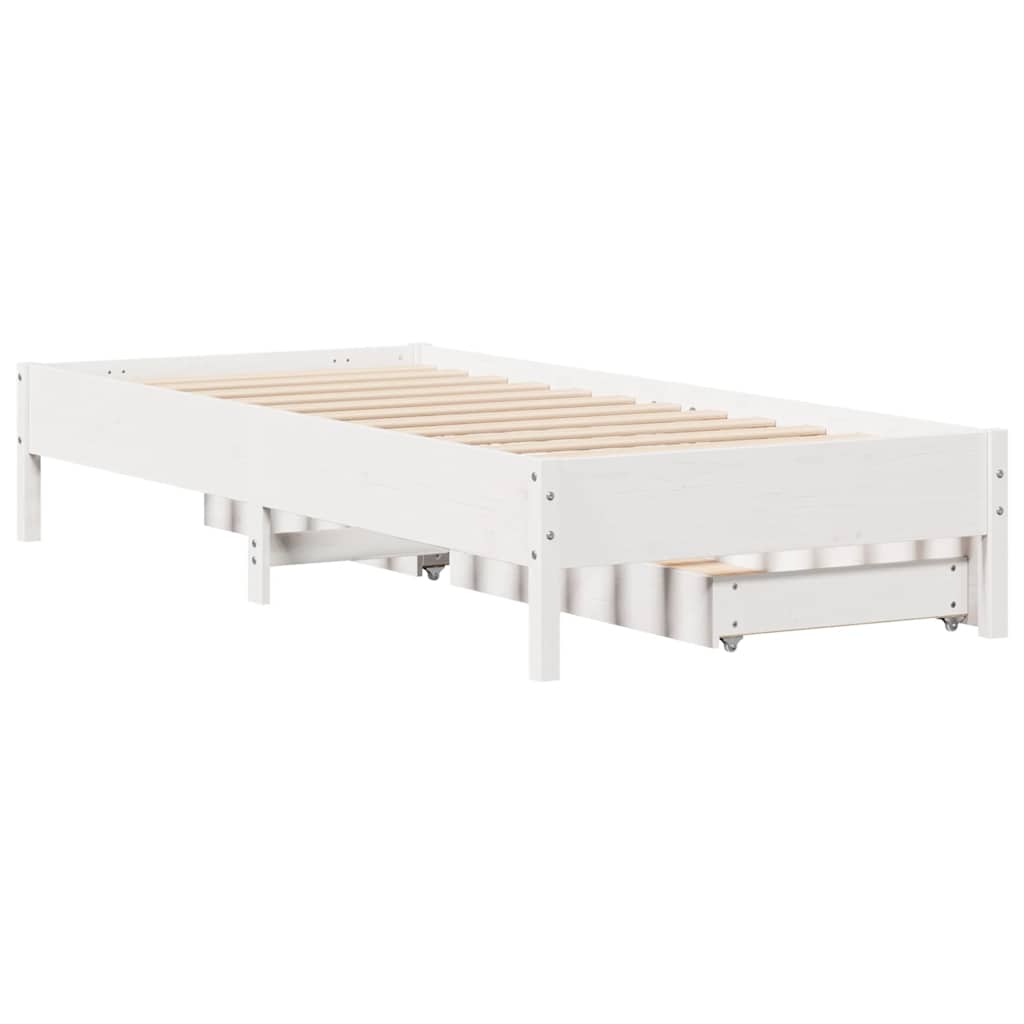 Fehér tömör fenyőfa ágy matrac nélkül 75 x 190 cm 8