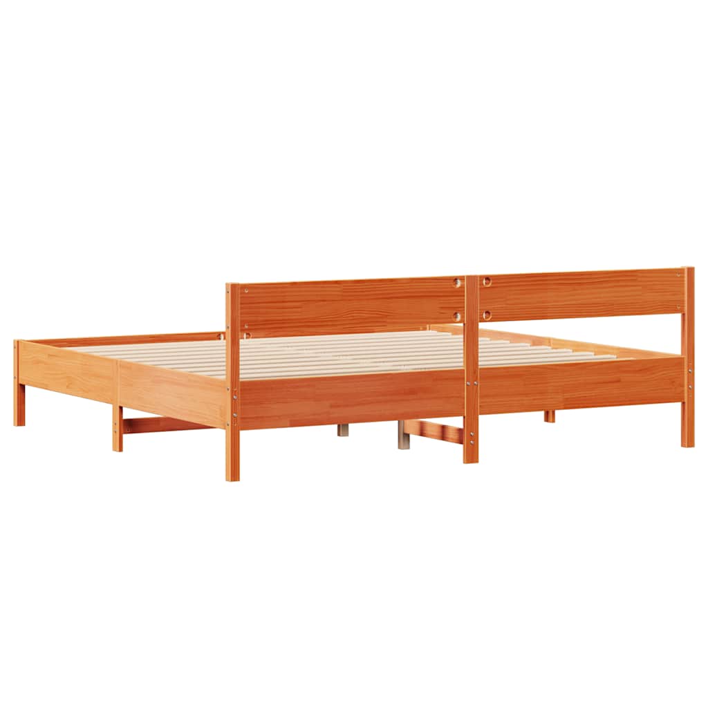Viaszbarna tömör fenyőfa ágy matrac nélkül 180 x 200 cm 8