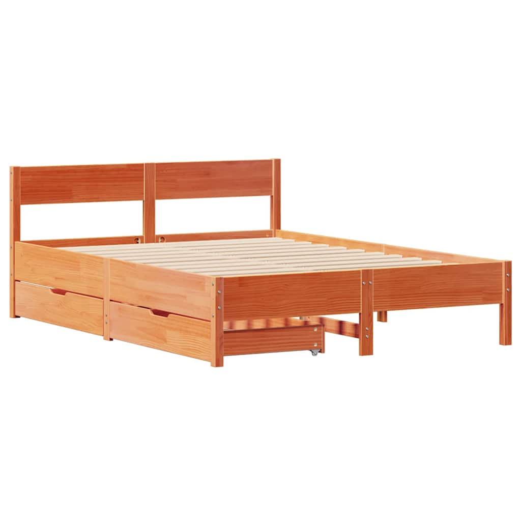 Viaszbarna tömör fenyőfa ágy matrac nélkül 120 x 200 cm 3