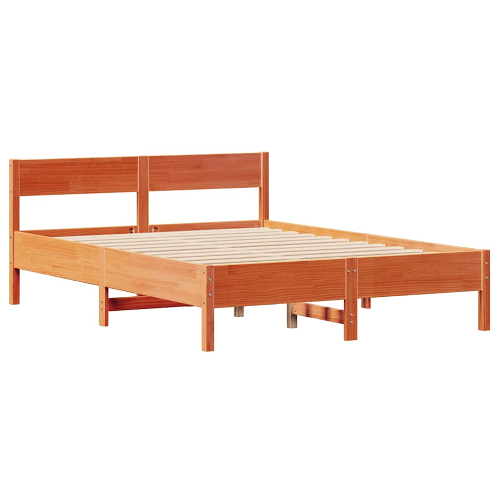 Viaszbarna tömör fenyőfa ágy matrac nélkül 120 x 200 cm 5
