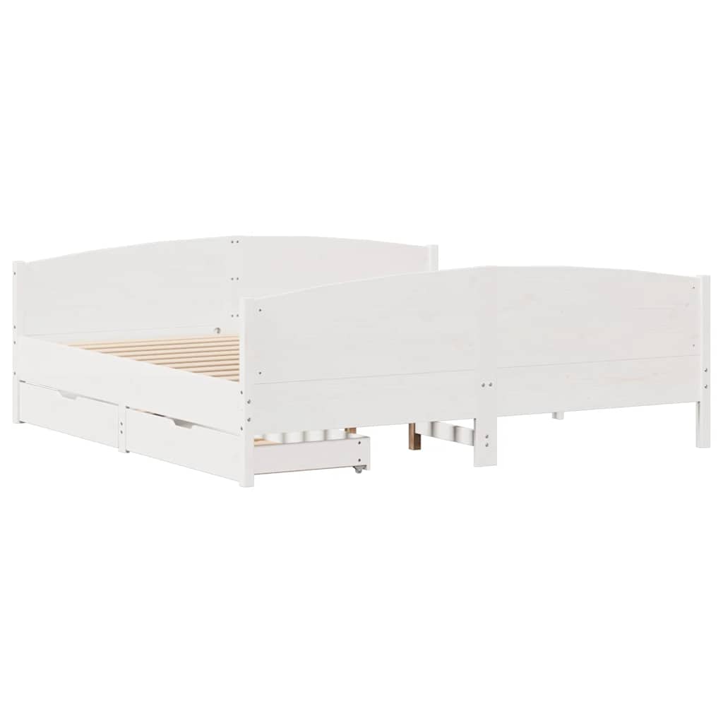 Fehér tömör fenyőfa ágy matrac nélkül 200 x 200 cm 3