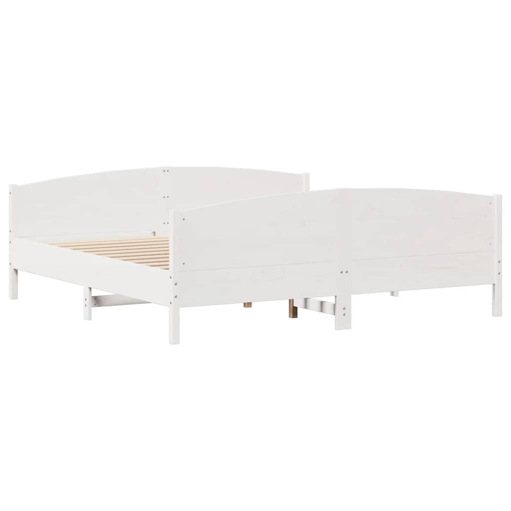 Fehér tömör fenyőfa ágy matrac nélkül 200 x 200 cm 5