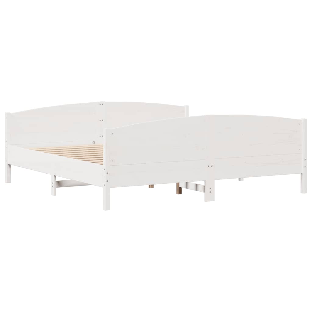Fehér tömör fenyőfa ágy matrac nélkül 200 x 200 cm 8