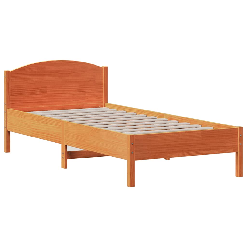 Viaszbarna tömör fenyőfa ágy matrac nélkül 100 x 200 cm 5