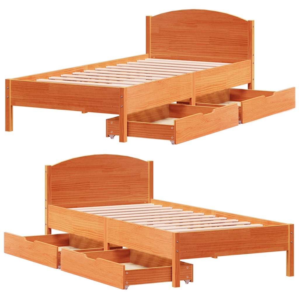 Viaszbarna tömör fenyőfa ágy matrac nélkül 100 x 200 cm 9