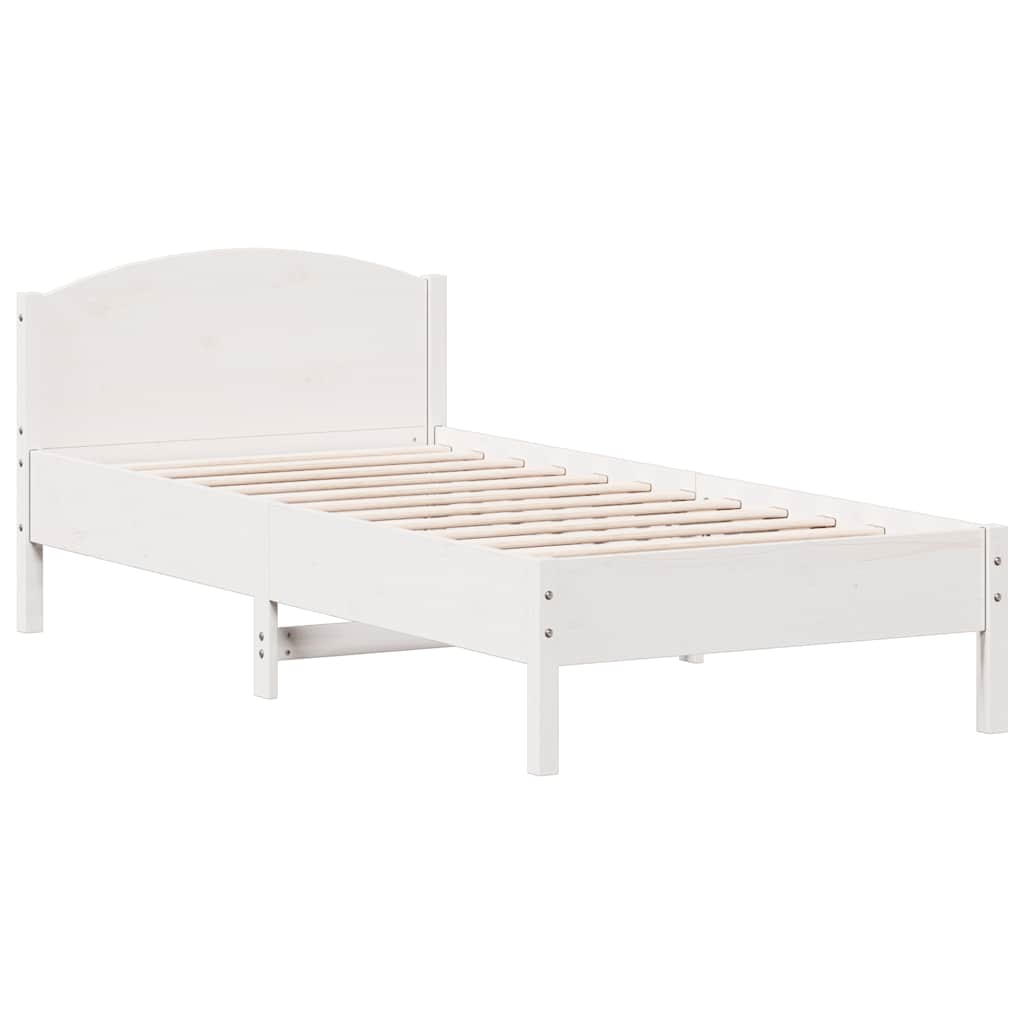 Fehér tömör fenyőfa ágy matrac nélkül 90 x 200 cm 5