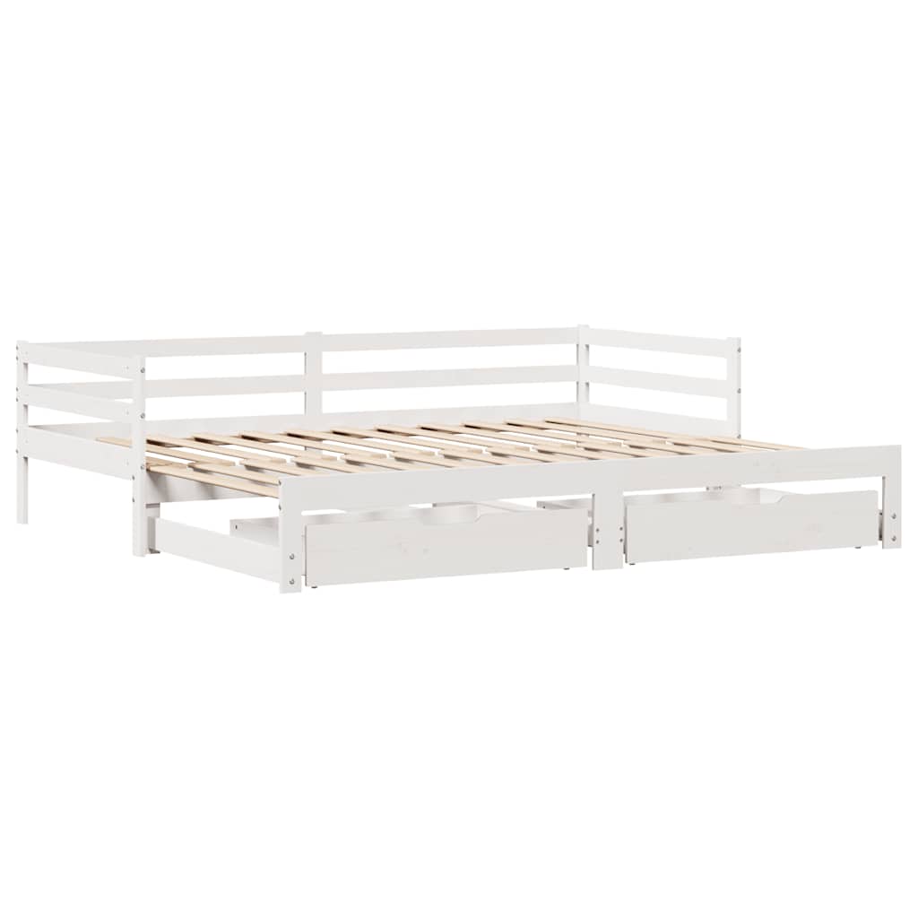 Fehér kihúzható heverő fiókokkal matrac nélkül 80 x 200 cm 3