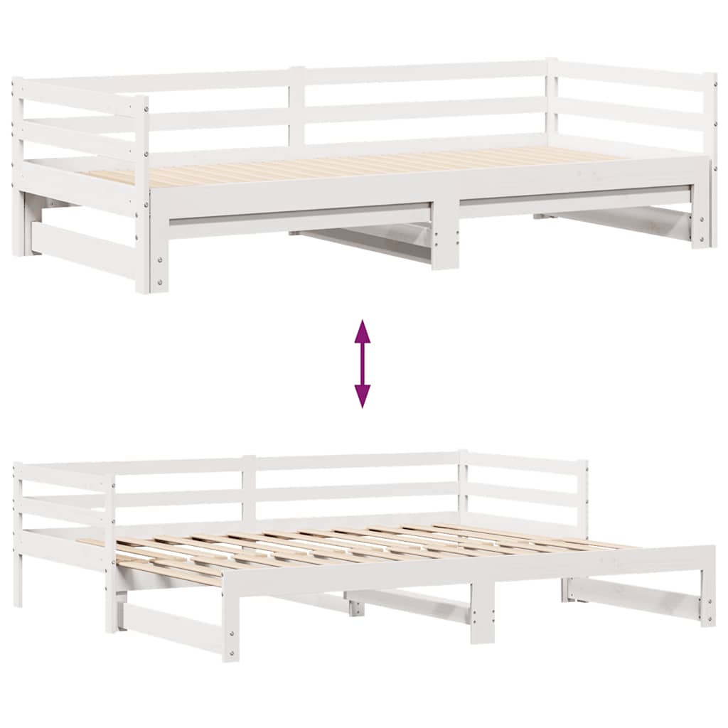 Fehér kihúzható heverő fiókokkal matrac nélkül 80 x 200 cm 5