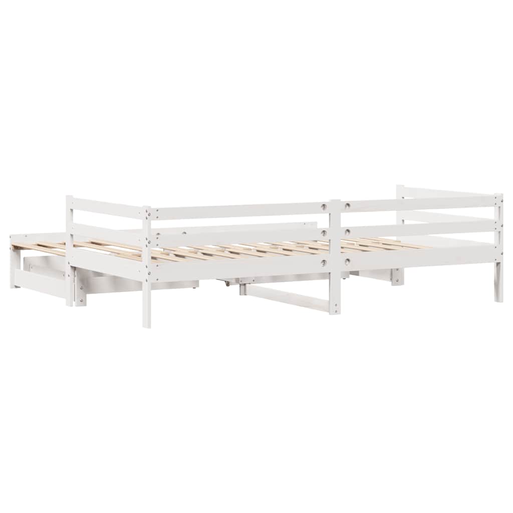 Fehér kihúzható heverő fiókokkal matrac nélkül 80 x 200 cm 8