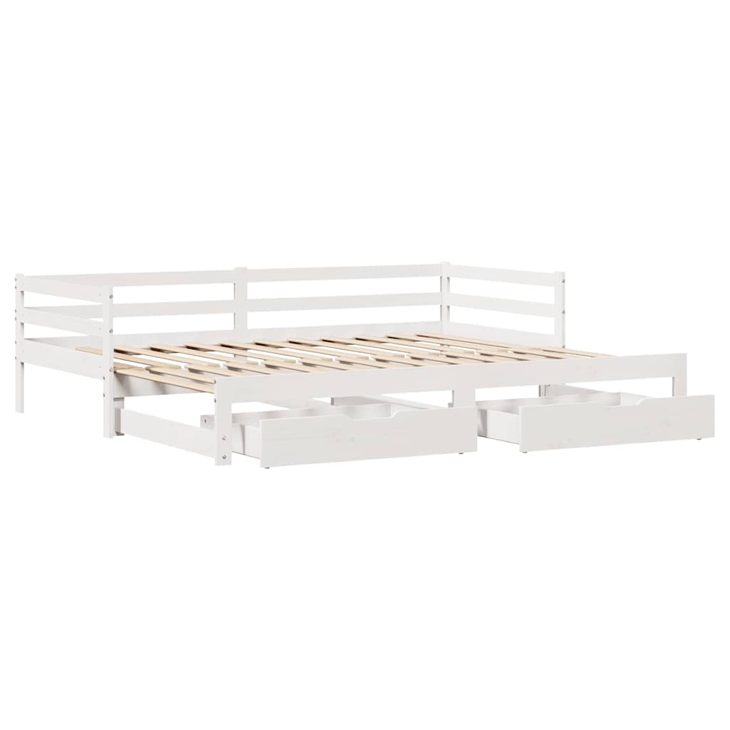 Fehér kihúzható heverő fiókokkal matrac nélkül 80 x 200 cm 9