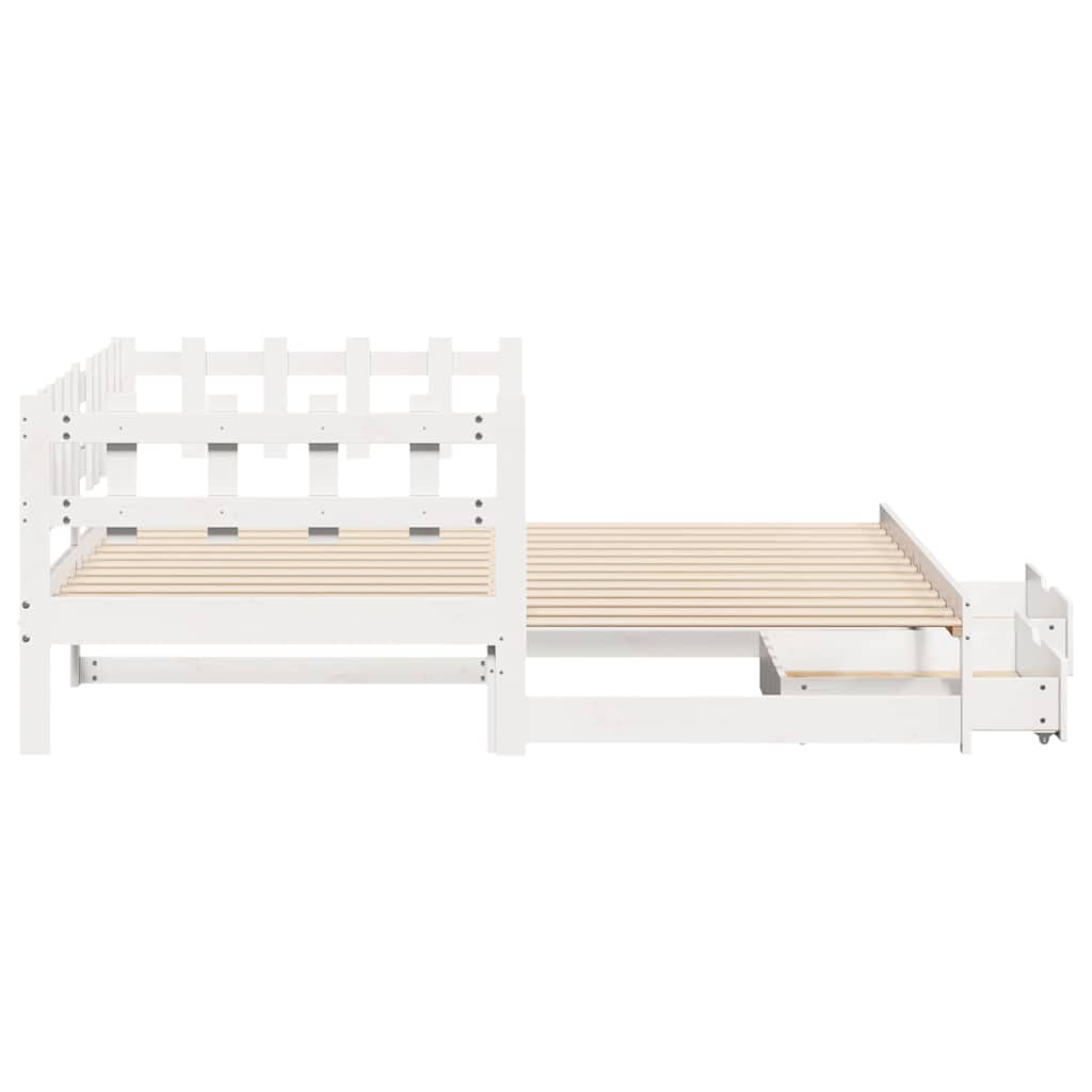 Fehér kihúzható heverő fiókokkal matrac nélkül 90 x 200 cm 6