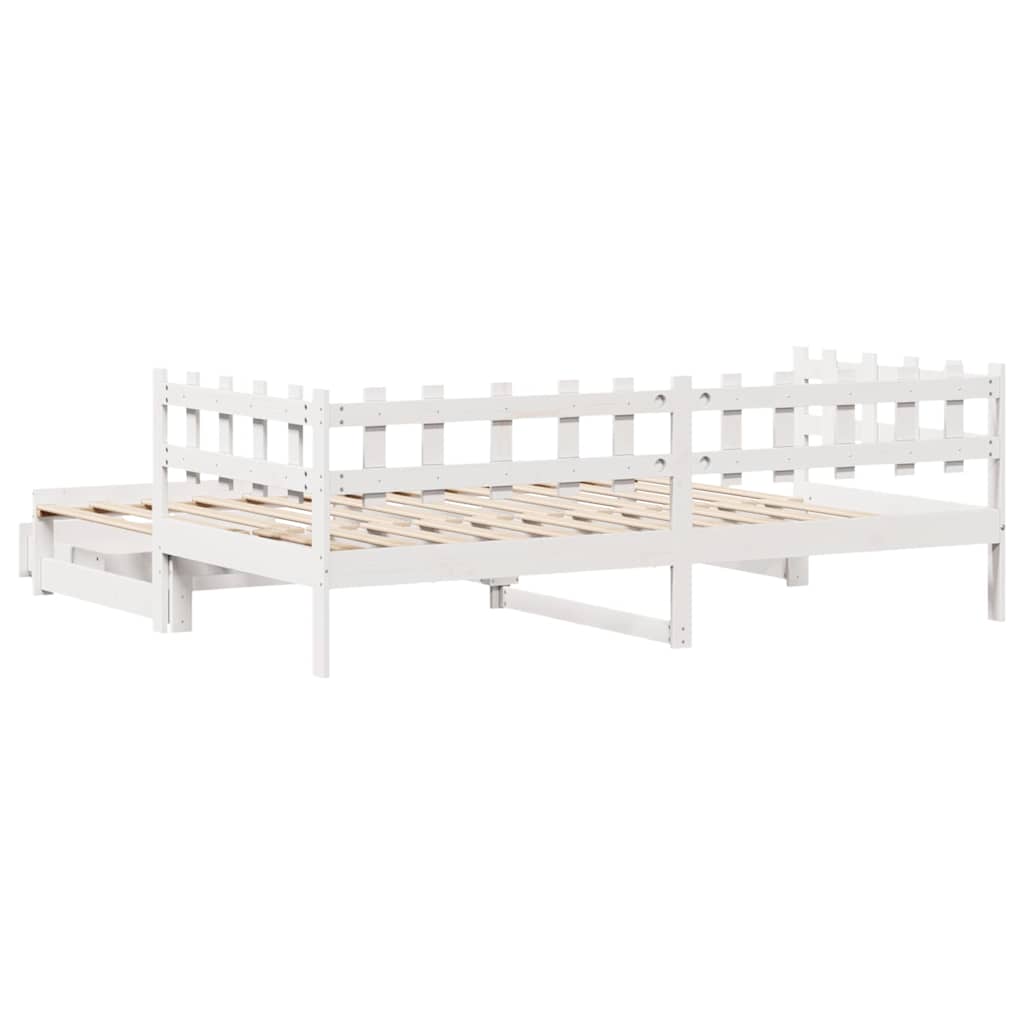 Fehér kihúzható heverő fiókokkal matrac nélkül 90 x 200 cm 7