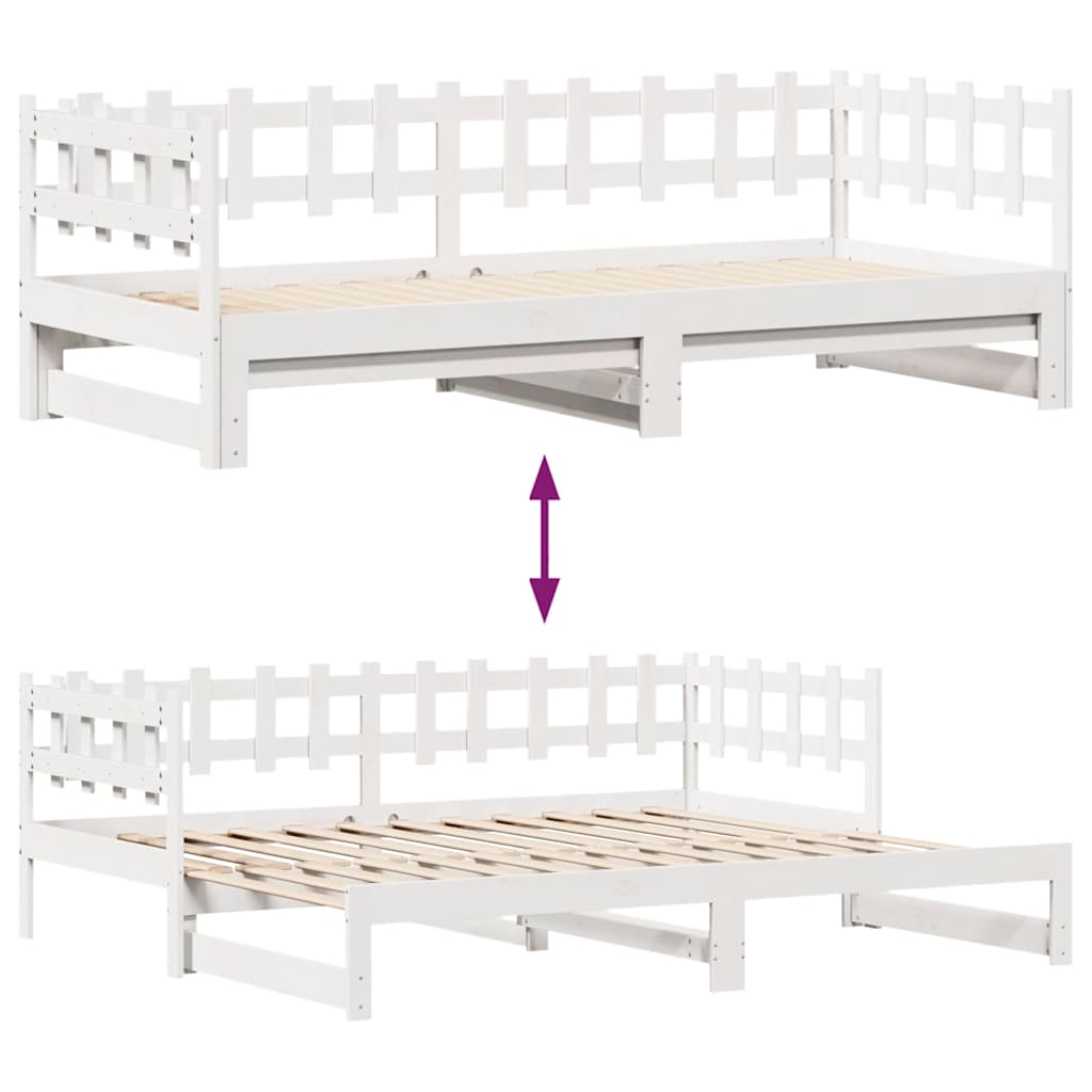 Fehér kihúzható heverő fiókokkal matrac nélkül 90 x 200 cm 8