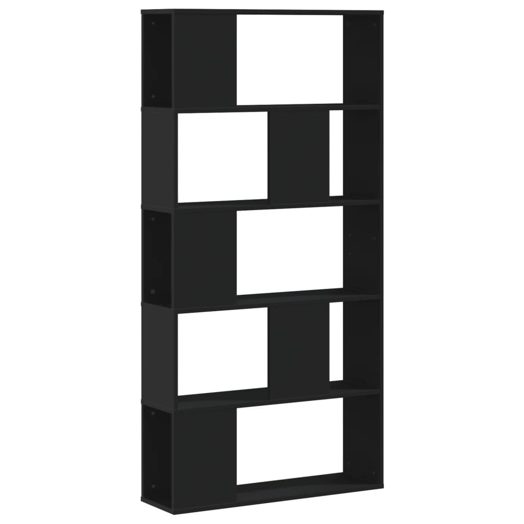 5 szintes fekete szerelt fa könyvespolc 80,5 x 23,5 x 162,5 cm 2
