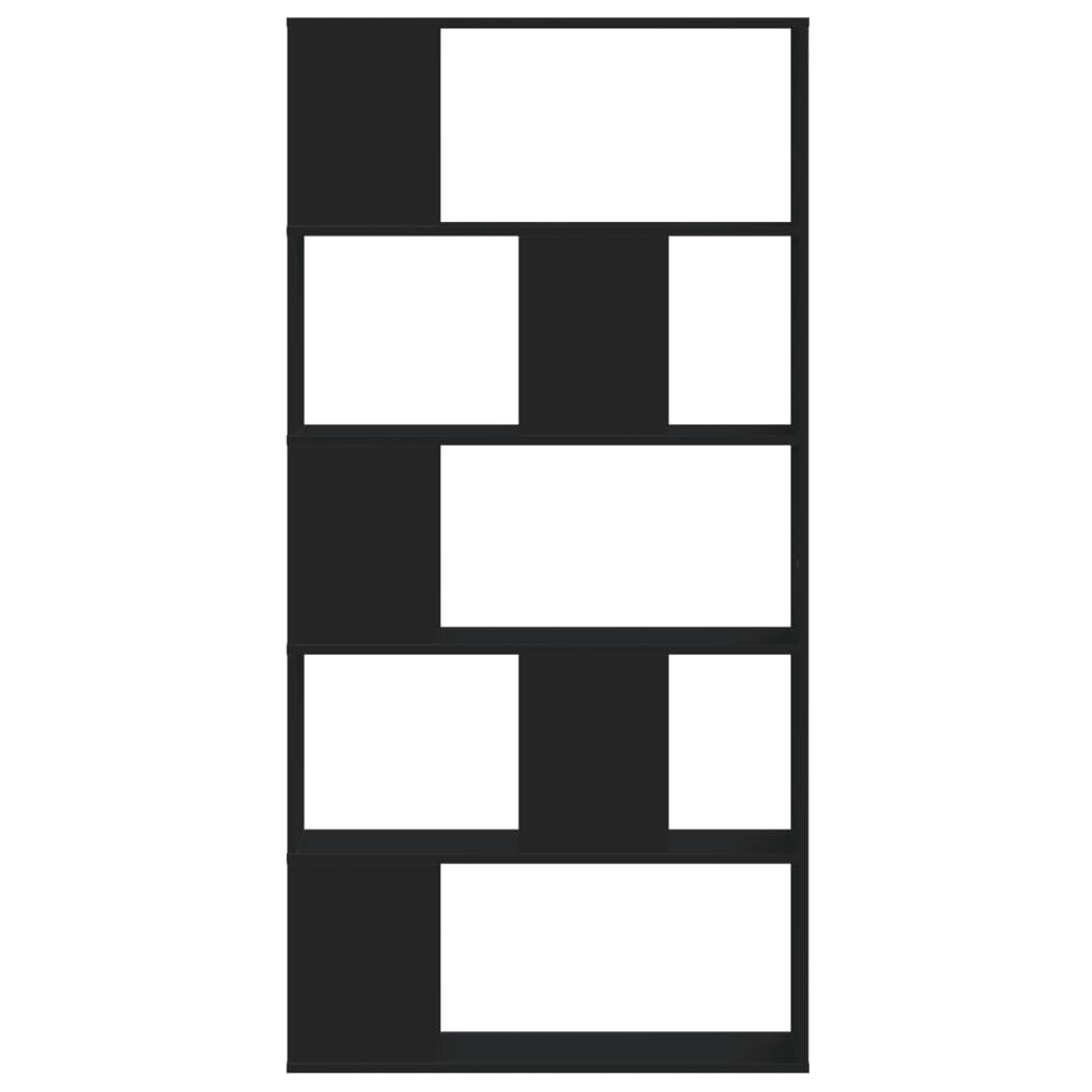 5 szintes fekete szerelt fa könyvespolc 80,5 x 23,5 x 162,5 cm 3