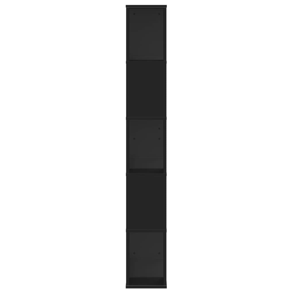 5 szintes fekete szerelt fa könyvespolc 80,5 x 23,5 x 162,5 cm 4